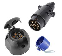 SPARKMOTO Enchufe Remolque 7 Pines Hembra y Enchufe Remolque 7 Pines Macho,Conector Enchufe de Remolque 7 Polos,12V Enchufe 7 Polos Remolque,con Soporte de Enchufe de Remolque Azul