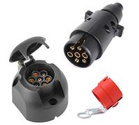 SPARKMOTO Enchufe Remolque 7 Pines Hembra y Enchufe Remolque 7 Pines Macho,Conector Enchufe de Remolque 7 Polos,12V Enchufe 7 Polos Remolque,con Soporte de Enchufe de Remolque Rojo