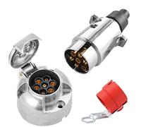 SPARKMOTO Impermeable Metal Enchufe de Remolque 7 Pines Hembra Macho,Enchufe Remolque 7 Pines Hembra y Enchufe Remolque 7 Pines Macho Aluminio,con Soporte de Enchufe Remolque