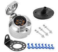 SPARKMOTO Impermeable Metal Enchufe Zócalo Remolque 7 Pines Hembra,Enchufe Remolque 7 Pines Hembra Aluminio,Conector Enchufe de Remolque 7 Polos Aluminio,con componentes de Montaje