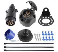 SPARKMOTO - Toma remolque de 7 pines y enchufe remolque de 7 pines, 12 V, enchufe para remolque de 7 pines, impermeable para coche, enchufe para caravana RGB, con kit de soporte de montaje y junta