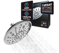 SparkPod 7 Spray Settings Shower Head - Adjustable High Flow Shower Head with Mist Setting - Showerhead Replacement Head for the Bathroom (8 Inch, Ch