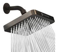 SparkPod Cabezal de ducha de lluvia de alta presión, diseño de lujo prémium, reemplazo ajustable fácil de limpiar para tus cabezales de ducha de baño (bronce aceitado vintage, cuadrado de 15 cm)