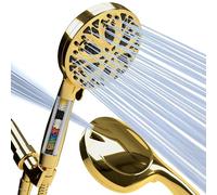 SparkPod, Juego de alcachofa de ducha de 10 modos con filtro de alta presión de 13 cm con boquillas táctiles para limpiar, chorro de energía integrado, manguera de acero inoxidable de 1,8 m y soporte