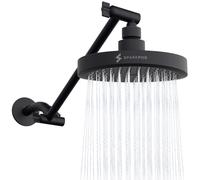 SparkPod Round Rain Shower Head with Shower Head Extension Arm - High Pressure Rain - Luxury Modern Look - No Hassle Tool-less 1-Min Installation (11