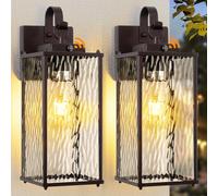 Sparluvix Lámparas para exteriores del atardecer al amanecer, bronce aceitado, paquete de 2, luces de linterna exterior marrón vintage con sensor de fotocélula IP65, luces de carro de autobús, E26