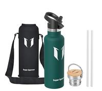 Sparrow Botella Agua Acero Inoxidable 750ml - Botella Termica con Pajita | Sin BPA & Fugas, Lavavajillas, Deporte, Gimnasio, Oficina, TwistTrail Botella Termica Tapa Pajita,Tapa Asa & Funda