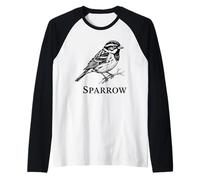 Sparrow Vintage Bird Common Songster Wildlife Study Notes Camiseta Manga Raglan