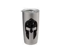 Spartan Warrior Helmet Gym Motivación Esparta Antigua Grecia Vaso térmico de acero inoxidable de doble pared