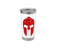 Spartan Warrior Helmet Gym Motivación Esparta Antigua Grecia Vaso térmico de acero inoxidable de doble pared