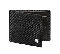 SPARTANO Carteras para Hombre con protección RFID, 11 Ranuras para Tarjetas de crédito, 1 Bolsillo para Monedas, 2 Compartimentos para Billetes, 3 Bolsillos internos - Zeus (Carbón)