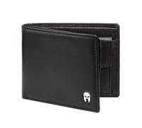 SPARTANO Carteras para Hombre con protección RFID, 11 Ranuras para Tarjetas de crédito, 1 Bolsillo para Monedas, 2 Compartimentos para Billetes, 3 Bolsillos internos - Zeus (Negro)