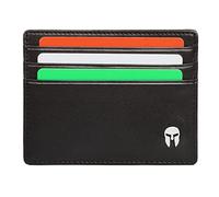 SPARTANO Porta Tarjetas de crédito para Hombres con protección RFID, Cartera Elegante y Delgada con 6 Bolsillos para Tarjetas y 1 Bolsillo para Billetes - Ares (Negro)