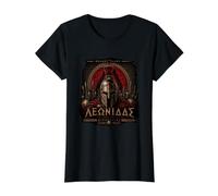 Spartans Leonidas Rey de Esparta Grecia Spartan con Casco Camiseta gráfica económica, Mujer, Negro, L