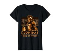 Spartans Leonidas Rey de Esparta Grecia Spartan con Casco Camiseta gráfica económica, Mujer, Negro, XL