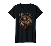 Spartans Leonidas Rey de Esparta Grecia Spartan con Casco Camiseta gráfica económica, Mujer, Negro, XL