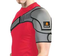 Sparthos Soporte de hombro - Manga de apoyo y compresión para manguito rotador rotador, alivio del dolor en las articulaciones de CA, envoltura inmovilizadora de brazo, bolsillo para bolsa de hielo,