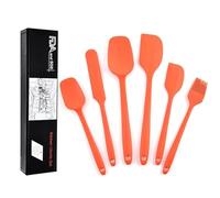 Spatule en silicone Spatule en caoutchouc pour la pâtisserie Cuisson Mélange Haute résistance à la chaleur Non collante Lavable au lave-vaisselle Sans BPA Set de 6(naranja)