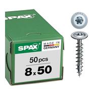 SPAX 0251720800505 - Lote de tornillos T-Star plus 4 Cut para madera (rosca completa, Wirox P5J C4, 8,0 x 50 mm, 50 unidades)