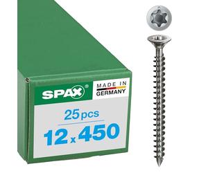 Spax 1208001204505 - Tornillo de madera, 12,0 x 450 mm, 25 piezas, cabeza avellanada, t-star plus, cortar, costillas moli