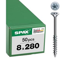 SPAX 191010802805 WIROX a3j, Tornillo de construcción, T-Star Plus, cabeza avellanada, rosca parcial, 4 corte, 8 x 280 mm