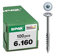 SPAX Tornillo para madera 251010601605 – 6,0 x 160 mm, 100 uds, T-Star Plus, cabeza de placa, WIROX