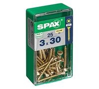 SPAX Tornillo 4081020300301 30 mm Acero Zinc para madera Cabeza plana Pozidriv Amarillo 25 piezas