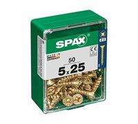 SPAX AF001023 Caja 50 uds. Tornillo Madera Cab. Plana YELLOX 5,0x25mm, Multicolor