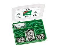 SPAX Caja de surtido - Juego de tacos y tornillos, 201 piezas, taco expansible tipo SD, tornillo universal, rosca parcial, A9J, T-STAR plus T20, cabeza avellanada - 5000009100109