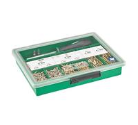 SPAX gama grande, Kit de tornillos con 8 dimensiones + Atornillador + BITs, 630 unidades, Cabeza plana, Ranura en cruz Z, YELLOX - 4000001991059