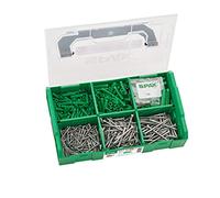 SPAX Gama L-BOXX pequeña, juego de tornillos con 3 tamaños + tacos, 480 unidades, cabeza plana, T-STAR plus T20, WIROX - 5000009160209