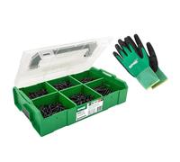 SPAX L-BOXX Mini Blax 8000000294631 - Maletín de montaje (800 tornillos universales negros en 6 dimensiones, incluye 3 T-STAR plus bits T20 y guantes de trabajo)