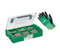 SPAX L-BOXX Mini Maletín de montaje: 700 tornillos de cabeza avellanada en 6 dimensiones, WIROX A9J, T-STAR plus, incl. guantes de trabajo y 3 x T20 Bit, 8000000294549