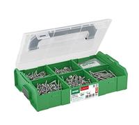 SPAX Set de electricista L-BOXX Mini, incluye 475 tornillos de cabeza semicircular en 5 dimensiones, 75 tacos a juego y 3 puntas T-STAR más puntas