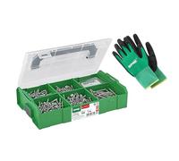 SPAX Maletín de montaje L-BOXX Mini kit para electricistas - 475 tornillos de cabeza redonda en 5 tamaños, 75 tacos, 3 puntas T-STAR plus y guantes de trabajo, 8000000294563