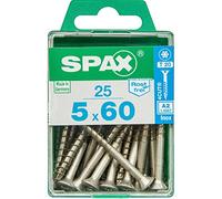 SPAX SPAXSS560 Caja 25 uds. Tornillo Madera Cab. Plana INOX A2 5,0x60mm, Multicolor