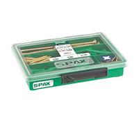 SPAX surtido pequeño, juego de tornillos de 4 dimensiones + espiga, 130 unidades, cabeza avellanada, ranura en cruz Z, YELLOX - 4000001992079
