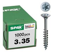 Spax T-STAR plus 0/1050/1/ 3,0/35/01 - Vite universale con testa svasata, 4CUT, filettatura parziale, lucida zincata tramite galvanizzazione, Zincato, 3,0 x 35 mm