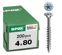 Spax T-STAR plus 0/1050/1/ 4,0/80/01 - Vite universale con testa svasata, 4CUT, filettatura parziale, lucida zincata tramite galvanizzazione, Zincato, 4,0 x 80 mm
