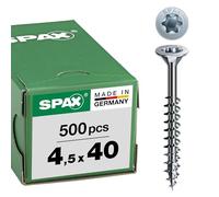 Spax T-STAR plus 0/1050/1/ 4,5/40/01 - Vite universale con testa svasata, 4CUT, filettatura parziale, lucida zincata tramite galvanizzazione, Zincato, 4,5 x 40 mm