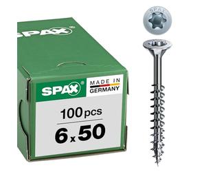 Spax T-STAR plus 0/1050/1/ 6,0/50/02 - Vite universale con testa svasata, 4CUT, filettatura parziale, lucida zincata tramite galvanizzazione, Zincato, 6,0 x 50 mm