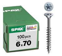 Spax T-STAR plus 0/1050/1/ 6,0/70/02 - Vite universale con testa svasata, 4CUT, filettatura parziale, lucida zincata tramite galvanizzazione, Zincato, 6,0 x 70 mm