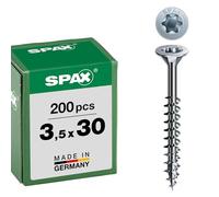 Spax T-STAR plus 191010350303 - Vite universale con testa svasata, 4CUT, filettatura parziale, lucida zincata tramite galvanizzazione, Zincato, 3,5 x 30 mm