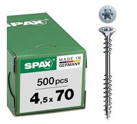Spax - Tornillo 4.5 x 70 Torx 20 rosca parcial WIROX de plata, 500 unidades, 541010450705