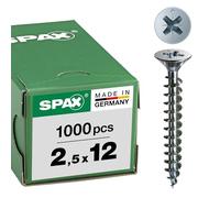 SPAX - Tornillo cincado claro, 2,5 x 12 mm, 1000 Unidades