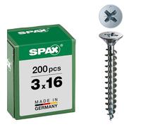 SPAX - Tornillo cincado claro, 3,0 x 16 mm, 200 Unidades