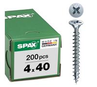 SPAX - Tornillo cincado claro, 4,0 x 40 mm, 200 Unidades