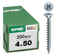 SPAX - Tornillo cincado claro, 4,0 x 50 mm, 200 Unidades