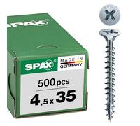 SPAX - Tornillo cincado claro, 4,5 x 35 mm, 500 Unidades