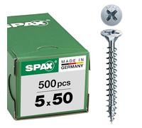 SPAX - Tornillo cincado claro, 5,0 x 50 mm, 500 Unidades